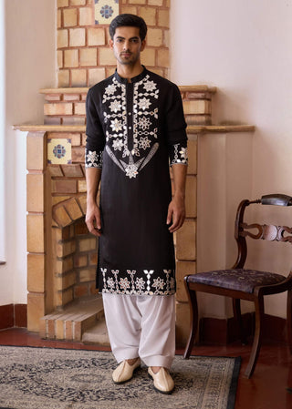 Juna Mahal Black Kurta And Salwar by Ankit V Kapoor available on Indiaspopup.com