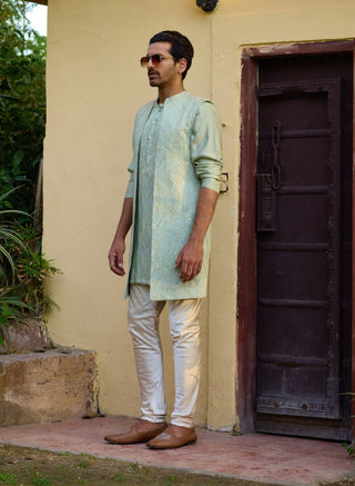 Raas Mint Green Bundi Set by Ankit V Kapoor available on Indiaspopup.com