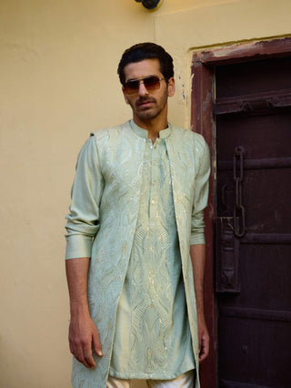 Raas Mint Green Bundi Set by Ankit V Kapoor available on Indiaspopup.com