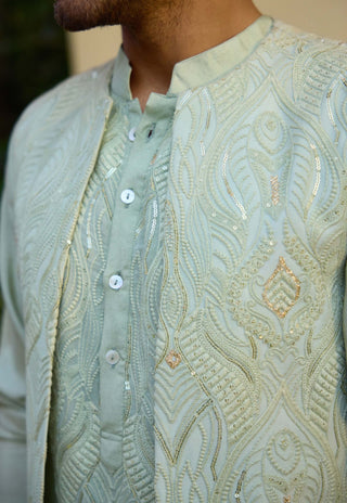 Raas Mint Green Bundi Set by Ankit V Kapoor available on Indiaspopup.com