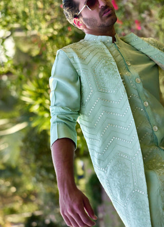 Fateh Mint Green Bundi Set by Ankit V Kapoor available on Indiaspopup.com