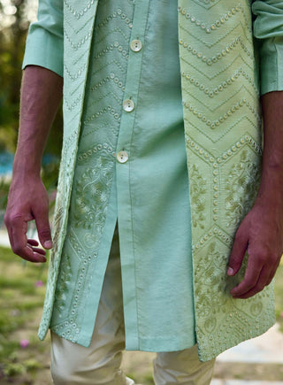 Fateh Mint Green Bundi Set by Ankit V Kapoor available on Indiaspopup.com