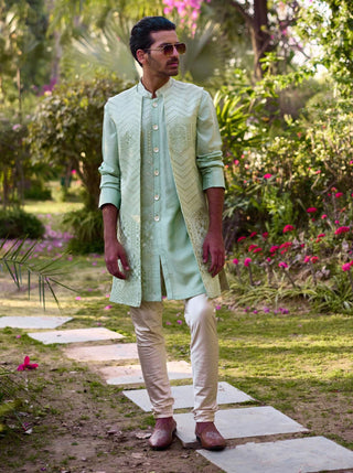 Fateh Mint Green Bundi Set by Ankit V Kapoor available on Indiaspopup.com