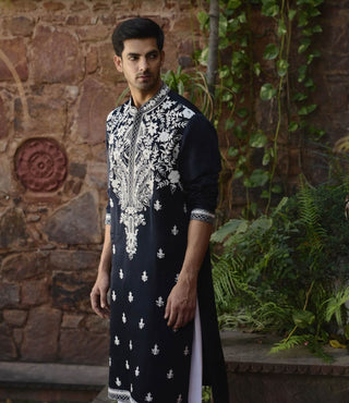 Dhanbai Navy Blue Kurta And Salwar by Ankit V Kapoor available on Indiaspopup.com