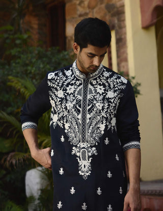 Dhanbai Navy Blue Kurta And Salwar by Ankit V Kapoor available on Indiaspopup.com