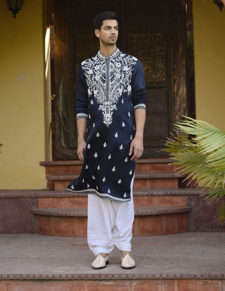 Dhanbai Navy Blue Kurta And Salwar by Ankit V Kapoor available on Indiaspopup.com