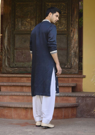 Dhanbai Navy Blue Kurta And Salwar by Ankit V Kapoor available on Indiaspopup.com