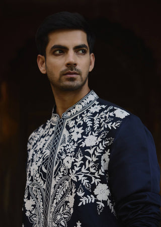 Dhanbai Navy Blue Kurta And Salwar by Ankit V Kapoor available on Indiaspopup.com