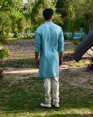 Akbari Powder Blue Bundi Set by Ankit V Kapoor available on Indiaspopup.com