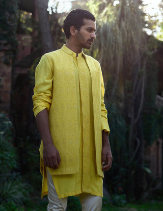 Juna Mahal Yellow Bundi Set by Ankit V Kapoor available on Indiaspopup.com