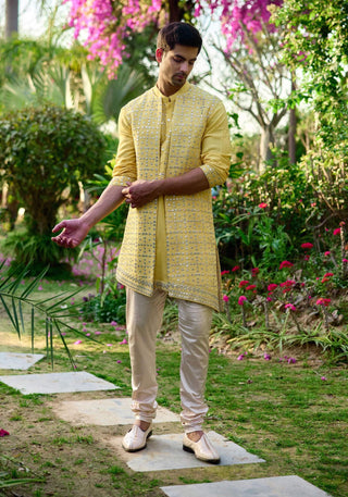 Jaisalmer Sunset Yellow Bundi Set by Ankit V Kapoor available on Indiaspopup.com