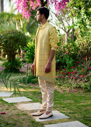 Jaisalmer Sunset Yellow Bundi Set by Ankit V Kapoor available on Indiaspopup.com