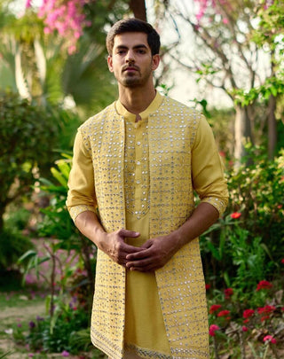 Jaisalmer Sunset Yellow Bundi Set by Ankit V Kapoor available on Indiaspopup.com