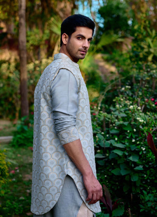 Rambagh Ash Gray Bundi Set by Ankit V Kapoor available on Indiaspopup.com