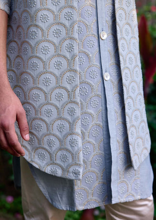 Rambagh Ash Gray Bundi Set by Ankit V Kapoor available on Indiaspopup.com