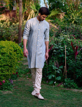 Rambagh Ash Gray Bundi Set by Ankit V Kapoor available on Indiaspopup.com