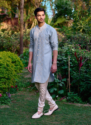 Rambagh Ash Gray Bundi Set by Ankit V Kapoor available on Indiaspopup.com