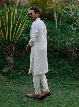 Gohar Orange Bundi And Off-White Kurta Set by Ankit V Kapoor available on Indiaspopup.com