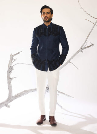Deco crest royal blue bandhgala and pants