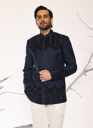 Deco crest royal blue bandhgala and pants