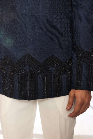 Deco crest royal blue bandhgala and pants