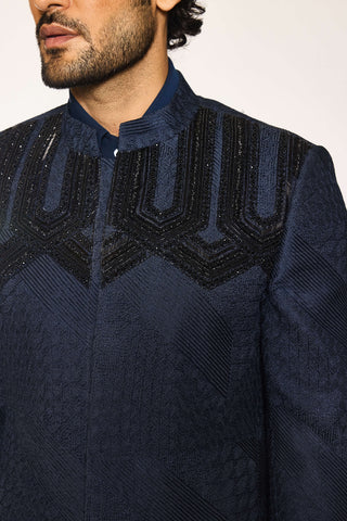 Deco crest royal blue bandhgala and pants