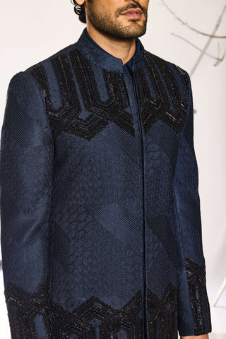 Deco crest royal blue bandhgala and pants