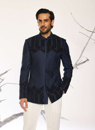 Deco crest royal blue bandhgala and pants