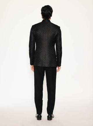 Noir deep black bandhgala and pants