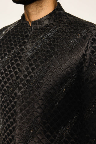 Noir deep black bandhgala and pants