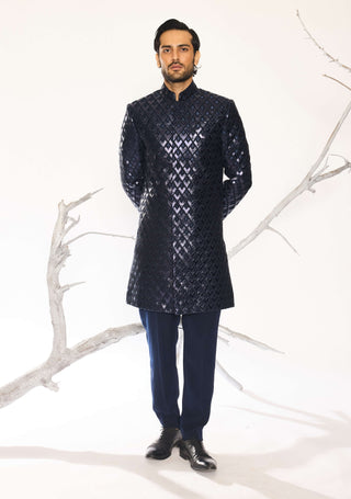 Frostline dusk blue indo western jacket set