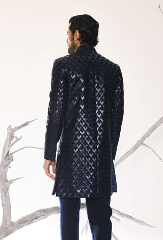 Frostline dusk blue indo western jacket set