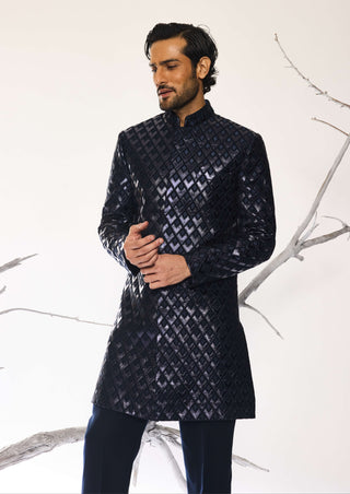 Frostline dusk blue indo western jacket set