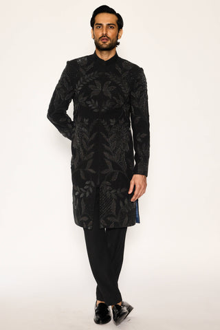 Obsidian bloom indo western jacket set