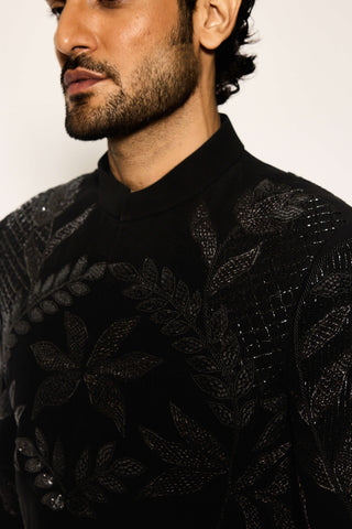 Obsidian bloom indo western jacket set