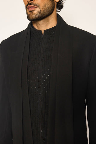 Onyx line draped jacket set