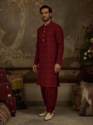 Shahgul maroon kurta set