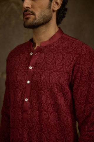 Shahgul maroon kurta set