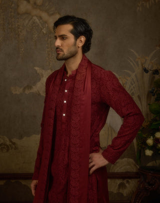 Shahgul maroon kurta set