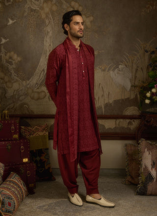 Shahgul maroon kurta set