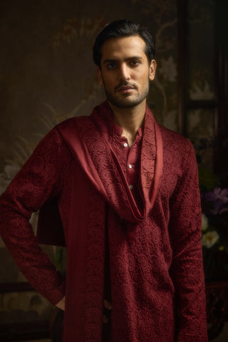 Shahgul maroon kurta set
