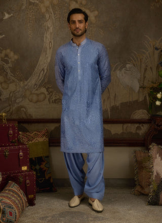 Fiza gul sky blue kurta set
