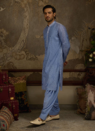 Fiza gul sky blue kurta set