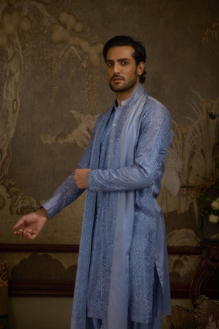 Fiza gul sky blue kurta set