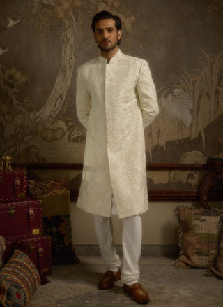 Afreen monochrome ivory sherwani set