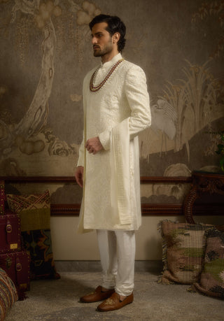 Afreen monochrome ivory sherwani set