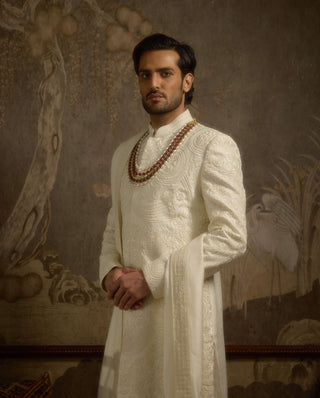 Afreen monochrome ivory sherwani set