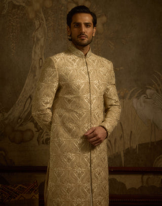 Mehraan ivory silk sherwani set