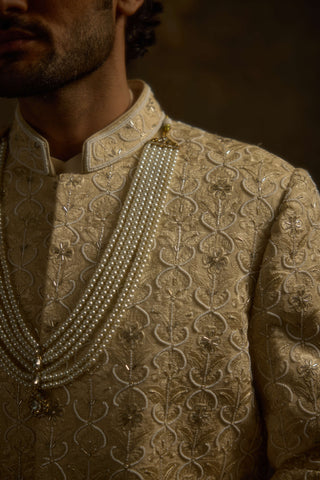 Noorjah champagne gold sherwani set