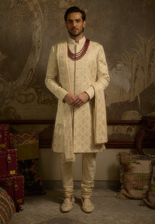 Noorjah champagne gold sherwani set